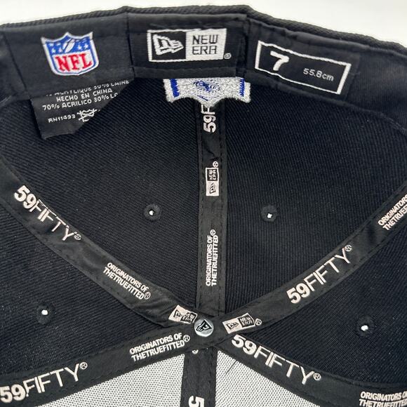 New Era 59FIFTY Black Las Vegas Raiders Fitted Hat Size 7 - Picture 5 of 6